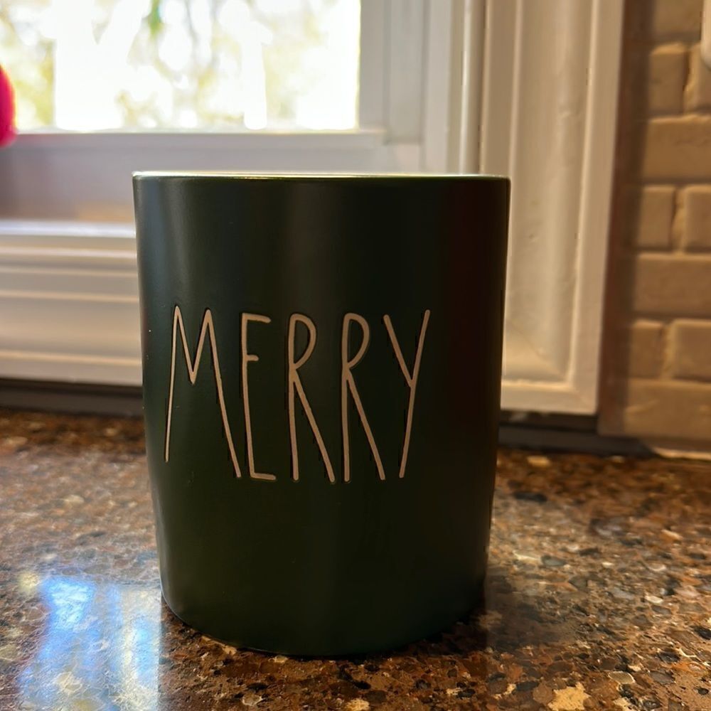 Rae Dunn Green Matte Finish ‘Merry’ Ceramic Cup